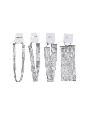 3/$20 NWT | 4 Pack Silver Crystal Rhinestone Statement Choker Set